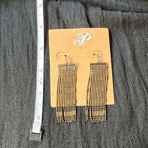 ‼️NWT Plunder Gold and Black Beaded Earrings